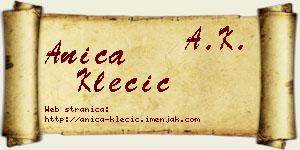 Anica Klecić vizit kartica